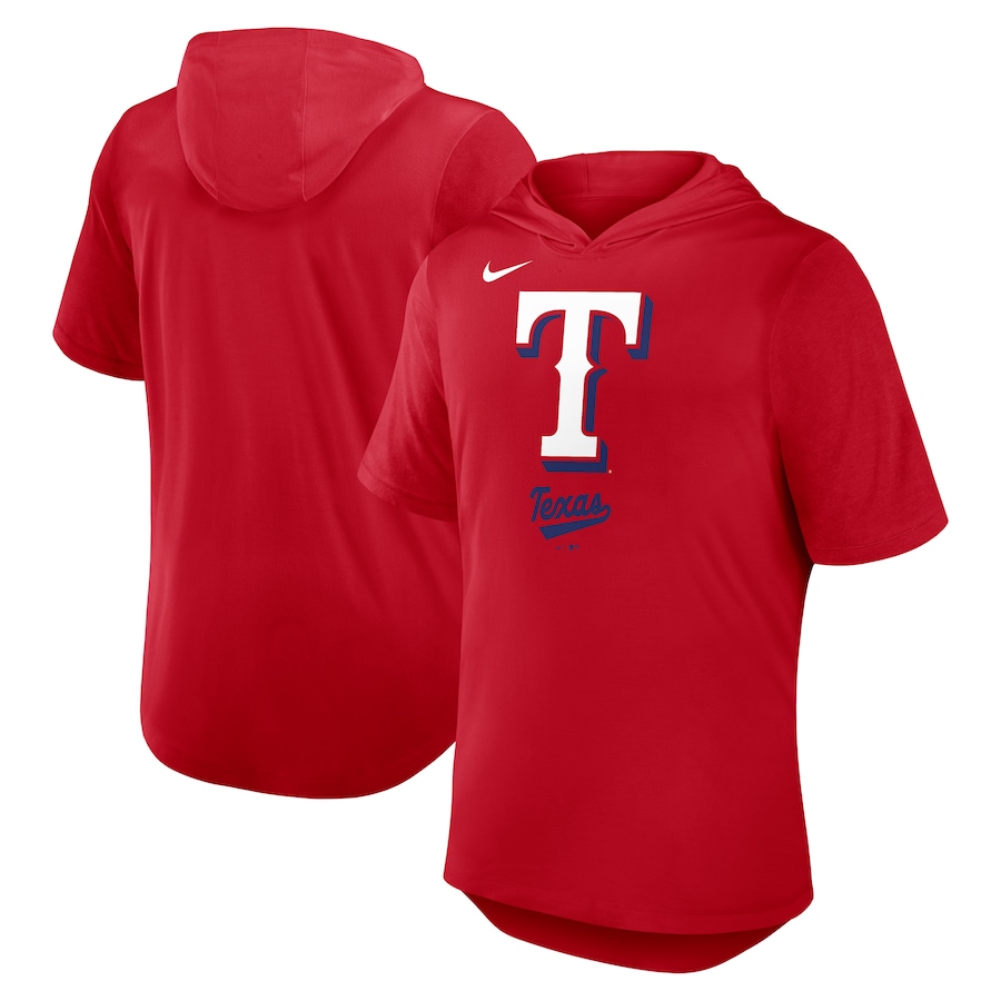 Men's Texas Rangers Nike Red Tri-Blend Hoodie T-Shirt