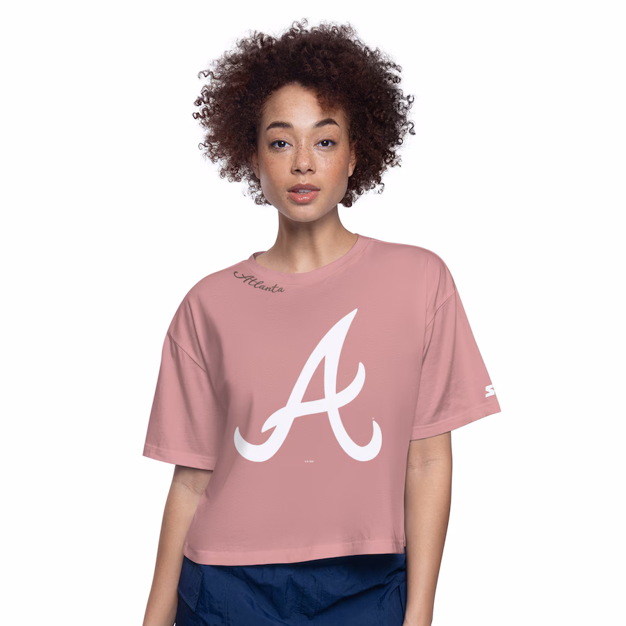 Women's Atlanta Braves Starter Pink Play the Ball Boxy Cropped T-Shirt