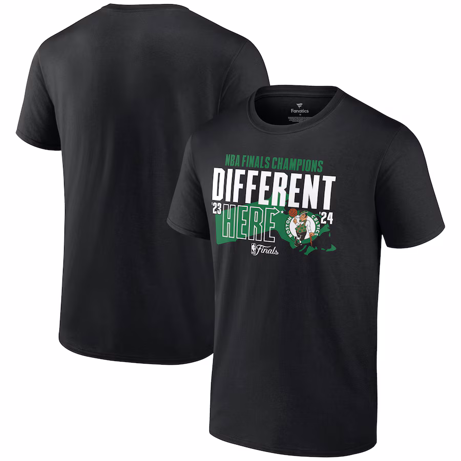 Men's Boston Celtics Fanatics Black 2024 NBA Finals Champions Outlet Pass Hometown Originals T-Shirt