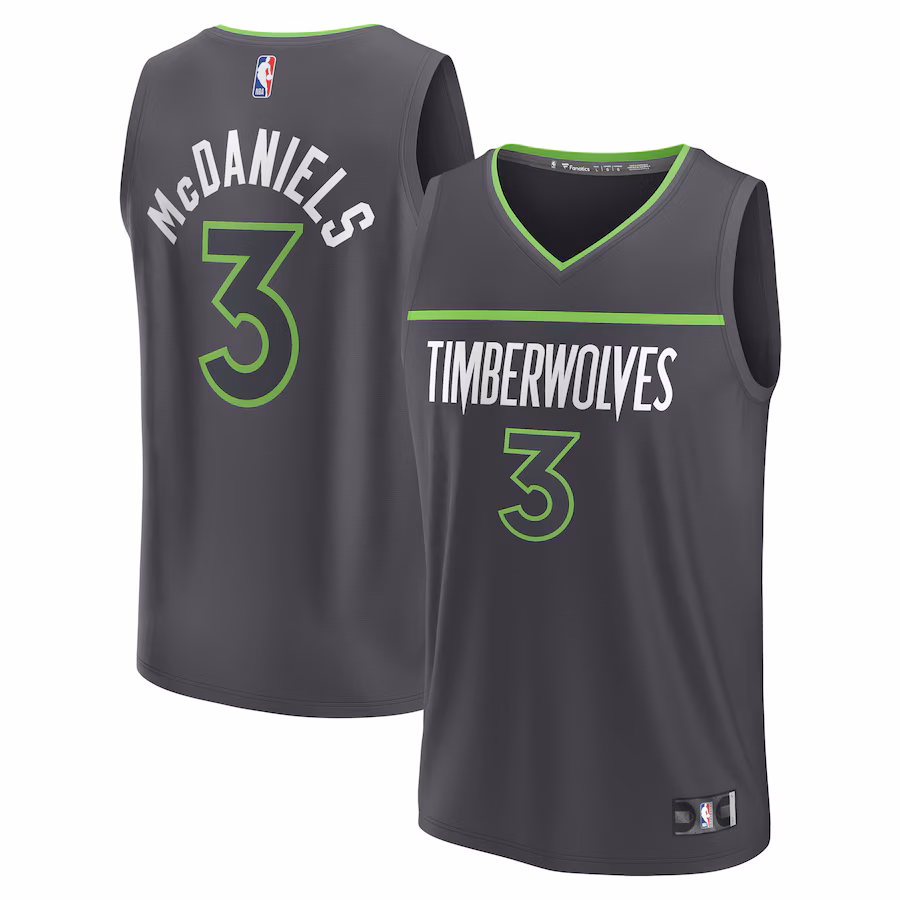 Youth Minnesota Timberwolves Jaden McDaniels Fanatics Black Fast Break Replica Player Jersey - Statement Edition