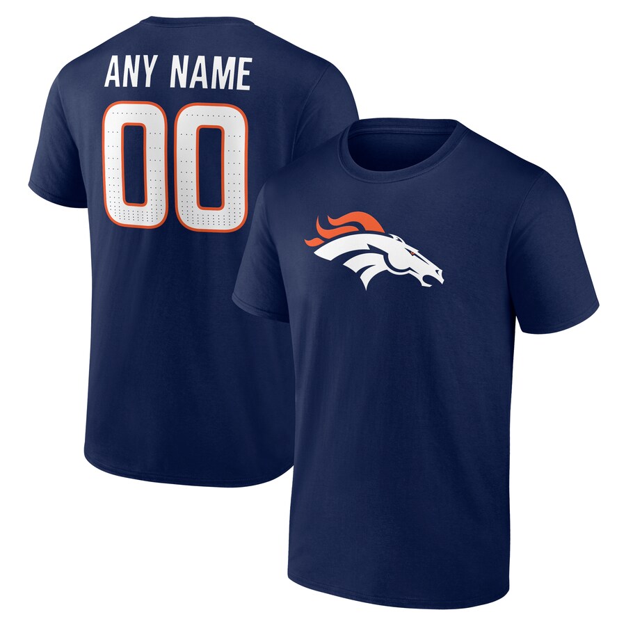 Men's Denver Broncos  Navy Team Authentic Custom T-Shirt