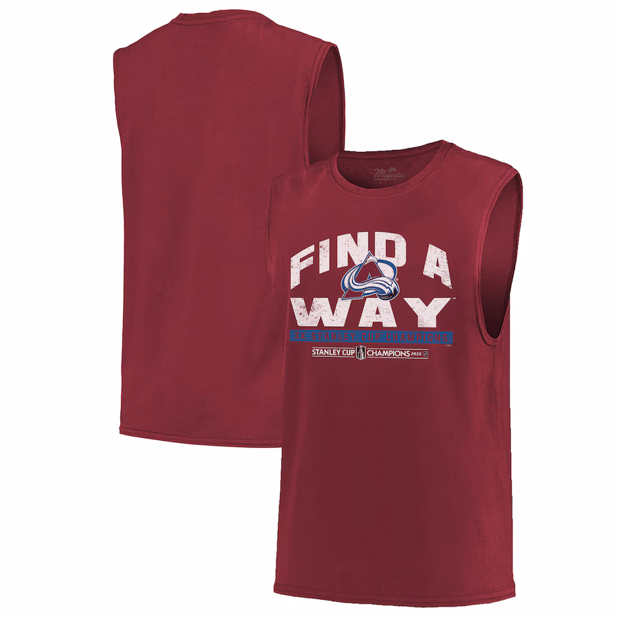 Men's Colorado Avalanche Majestic Threads Burgundy 2022 Stanley Cup Champions Softhand Muscle Tank