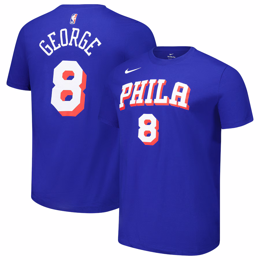 Unisex Philadelphia 76ers Paul George Nike Royal Name & Number T-Shirt