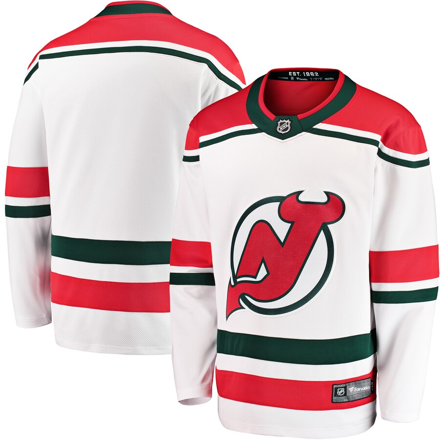 Men's New Jersey Devils Fanatics Branded White 2022/23 Heritage Premier Breakaway Jersey