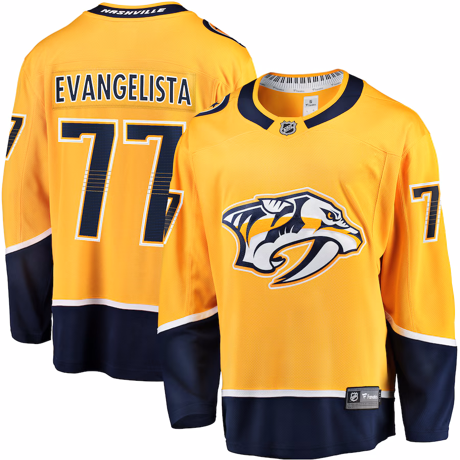 Men's Nashville Predators Luke Evangelista Fanatics Gold Premier Breakaway Player Jersey