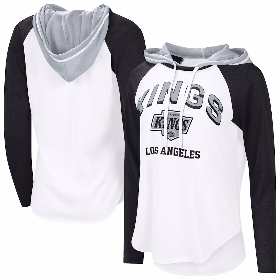 Women's Los Angeles Kings G-III 4Her by Carl Banks White VIP Raglan Long Sleeve Hoodie T-Shirt
