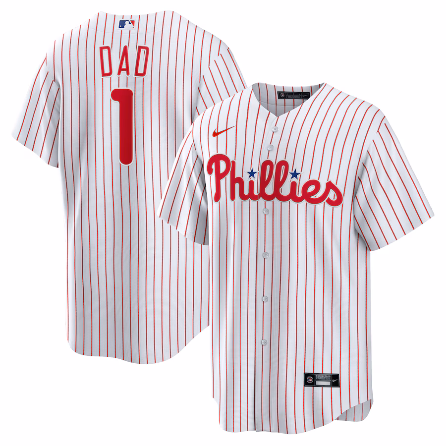 Men's Philadelphia Phillies Nike White #1 Dad Home Replica Jersey