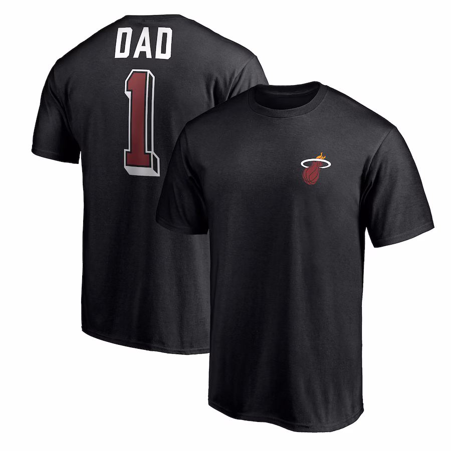 Men's Miami Heat Black Number One Dad T-Shirt