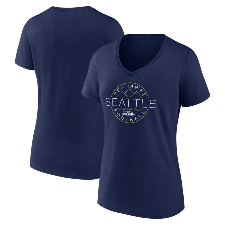 Women's Seattle Seahawks Fanatics College Navy Hometown Defensive Stand V-Neck T-Shirt