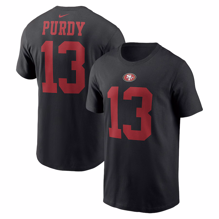 Men's San Francisco 49ers Brock Purdy Nike Black Player Name & Number T-Shirt