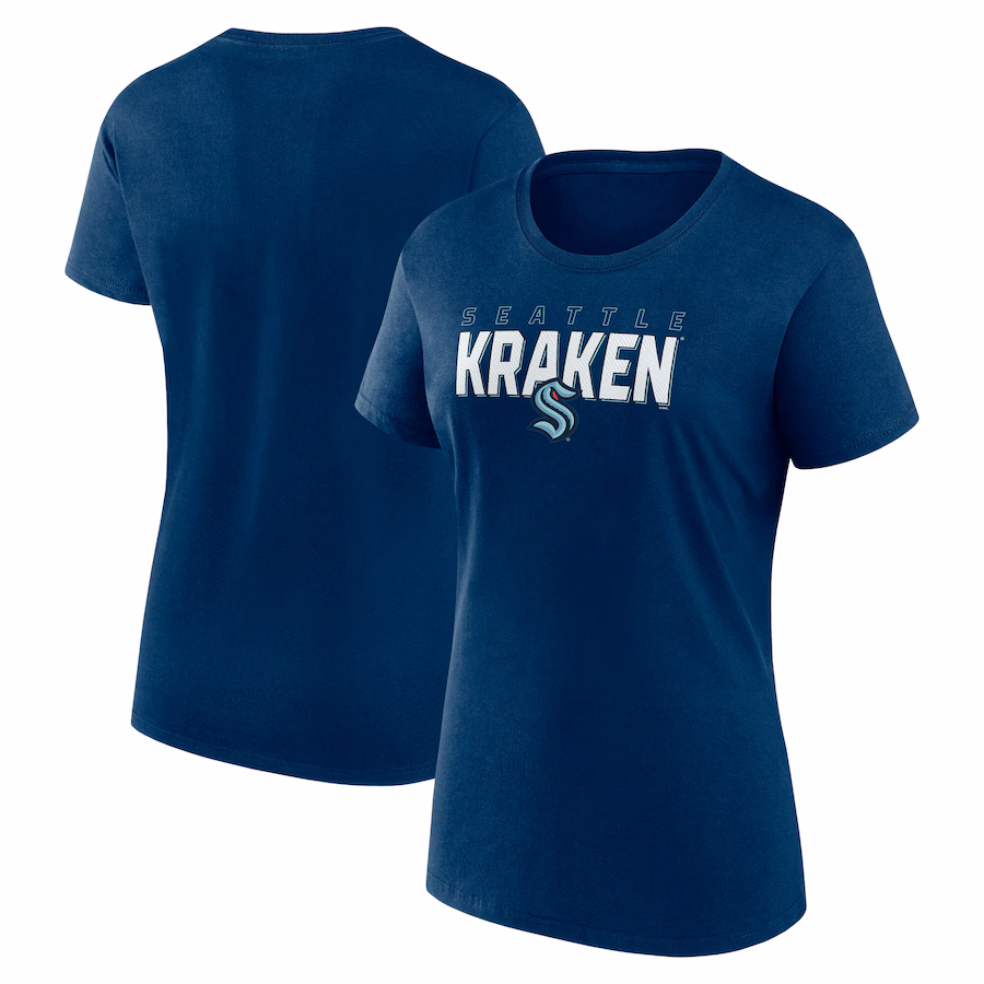 Women's Seattle Kraken Navy Launch Scoop Neck T-Shirt