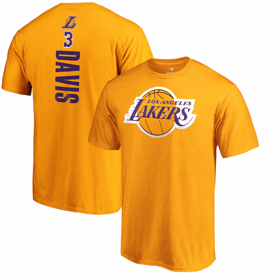 Men's Los Angeles Lakers Anthony Davis Fanatics Gold Playmaker Name & Number T-Shirt