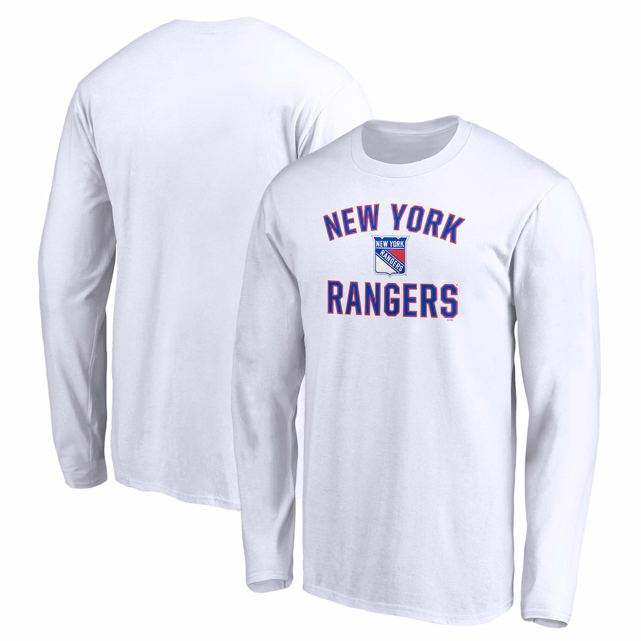 Men's New York Rangers White Victory Arch Long Sleeve T-Shirt