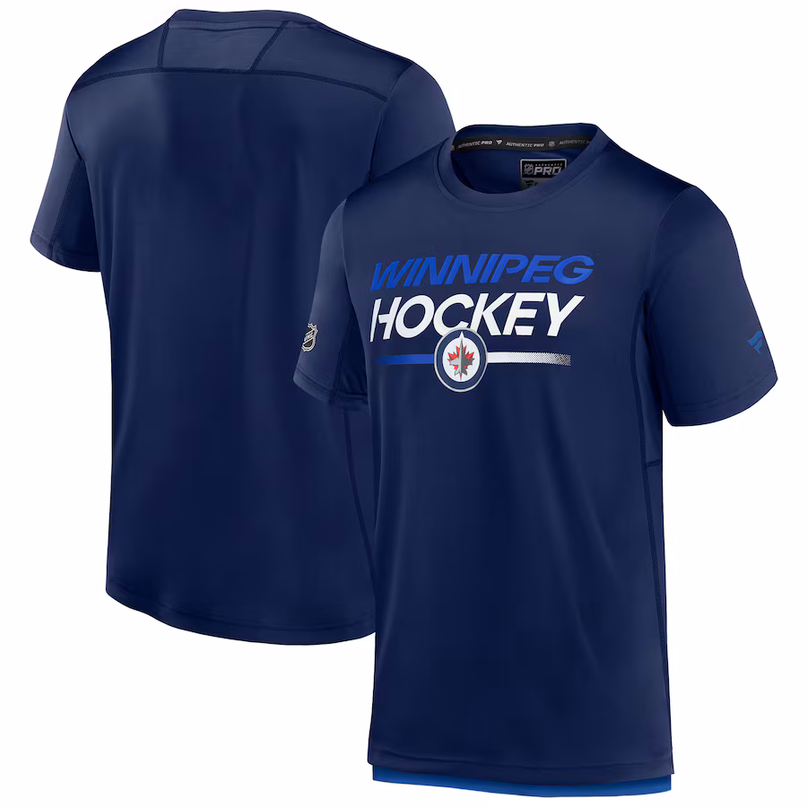 Men's Winnipeg Jets Fanatics Navy Authentic Pro Tech T-Shirt