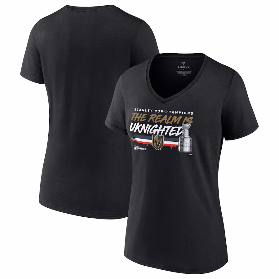 Women's Vegas Golden Knights Fanatics Black 2023 Stanley Cup Champions Hometown DNA V-Neck T-Shirt