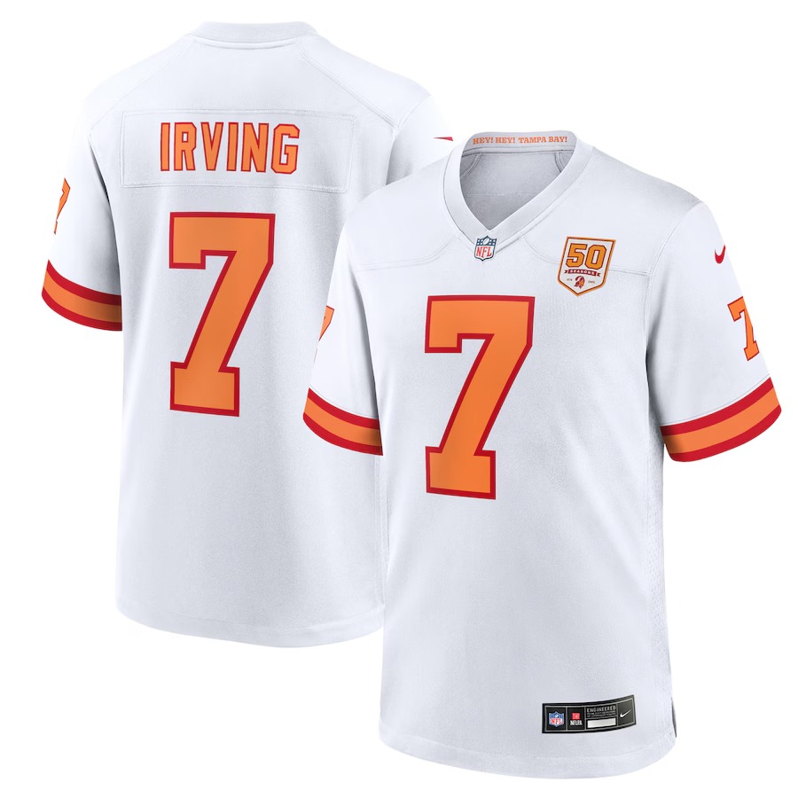 Men's '76 Tampa Bay Buccaneers Bucky Irving Nike White 50th Season Game Jersey