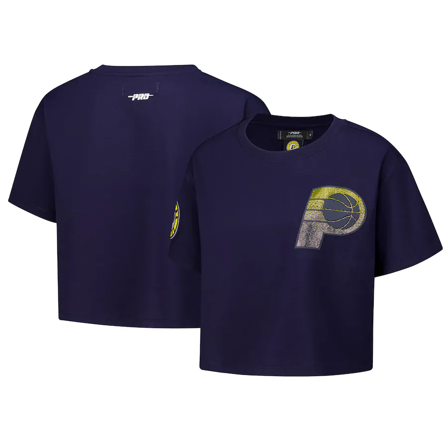 Women's Indiana Pacers Pro Standard Navy Jewels Boxy Cropped T-Shirt