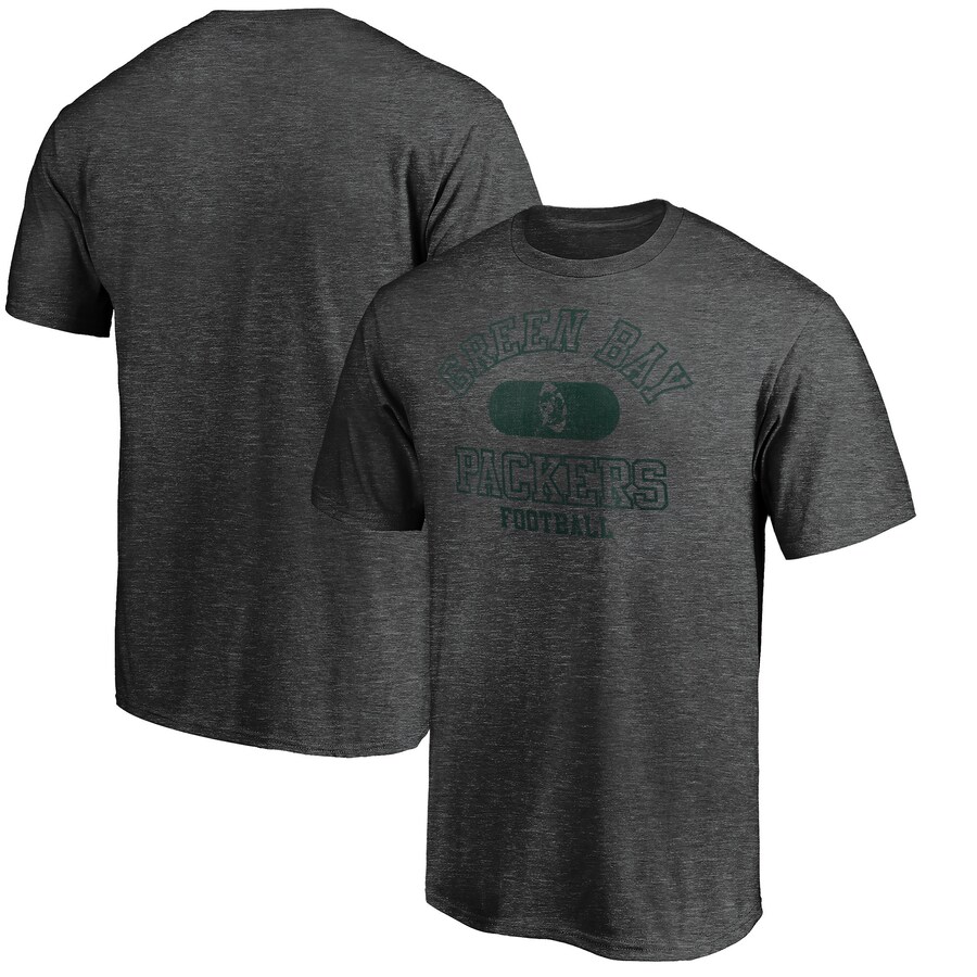 Men's Green Bay Packers Heather Charcoal Varsity Issued Throwback T-Shirt