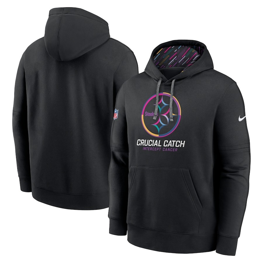 Men's Pittsburgh Steelers Nike Black 2024 NFL Crucial Catch Club Pullover Hoodie