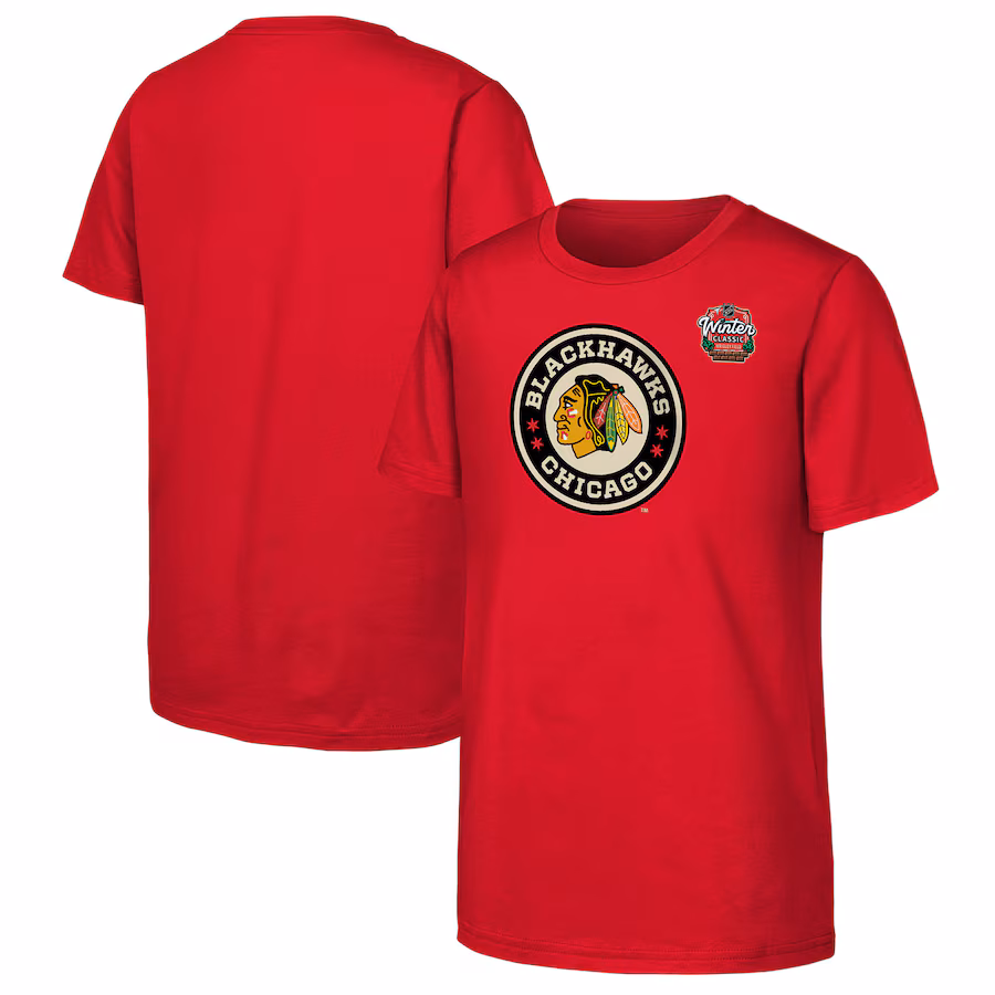 Youth Chicago Blackhawks Red 2025 NHL Winter Classic Primary Logo T-Shirt