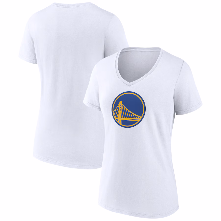 Women's Golden State Warriors  White Alternate Logo V-Neck T-Shirt