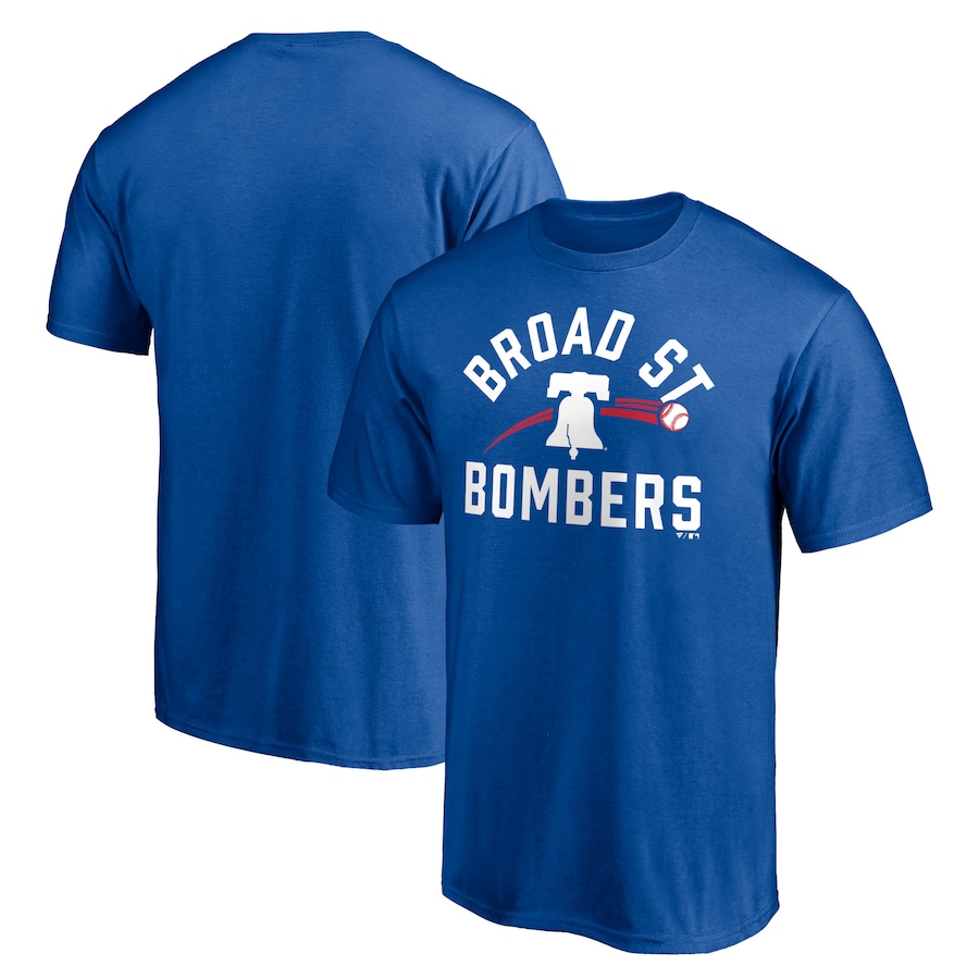 Men's Philadelphia Phillies Royal Paint the Black Broad Street Bombers T-Shirt