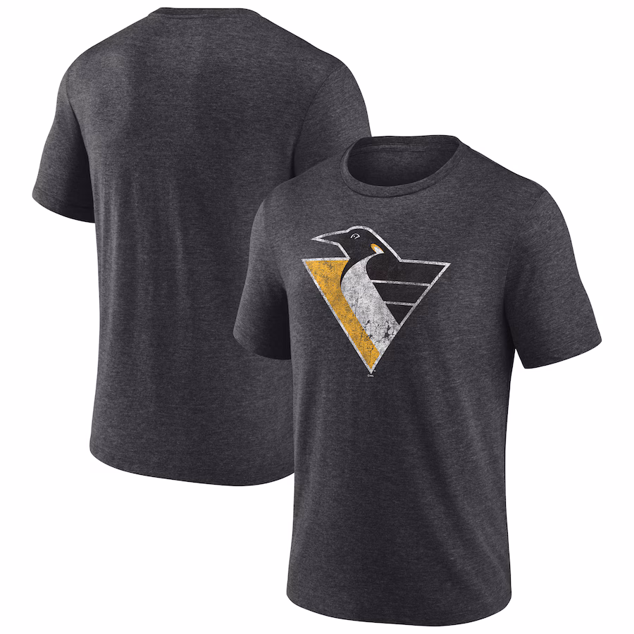 Men's Pittsburgh Penguins Charcoal Wraparound Tri-Blend T-Shirt