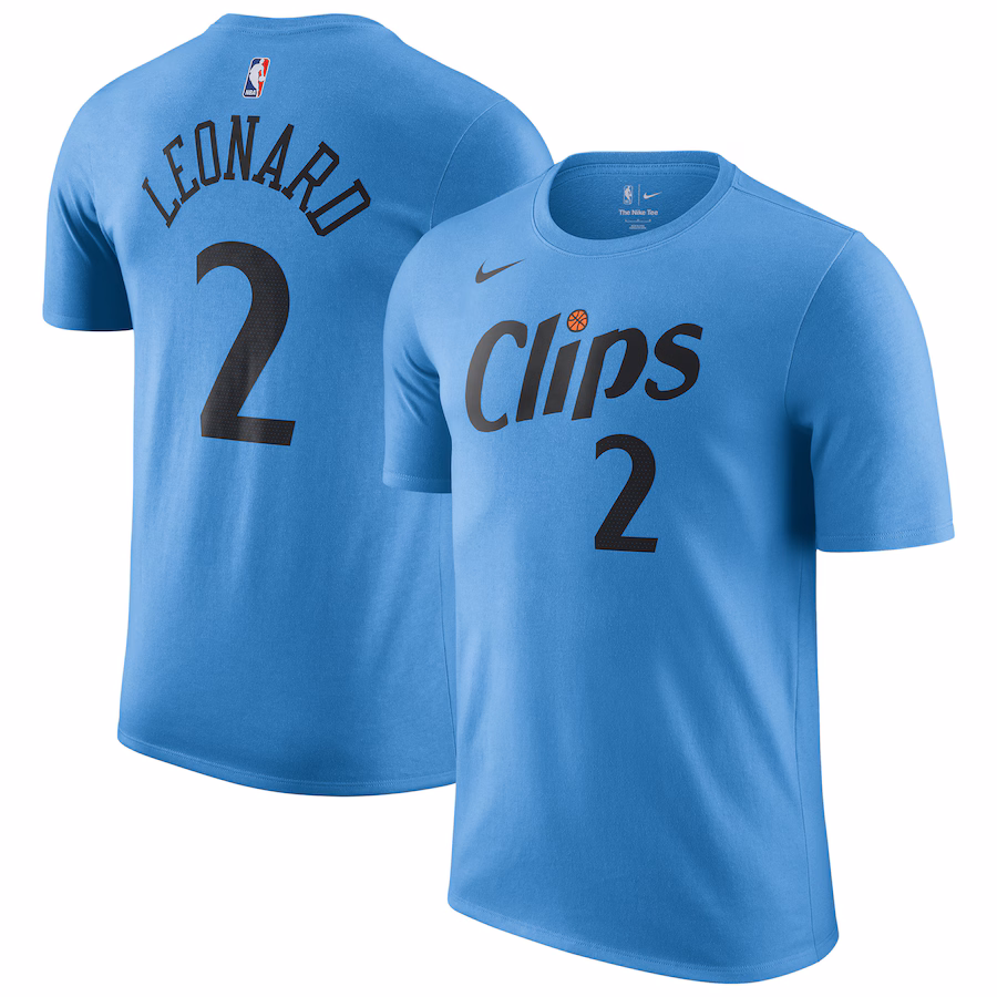 Men's LA Clippers Kawhi Leonard Nike Light Blue 2024/25 City Edition Name & Number T-Shirt