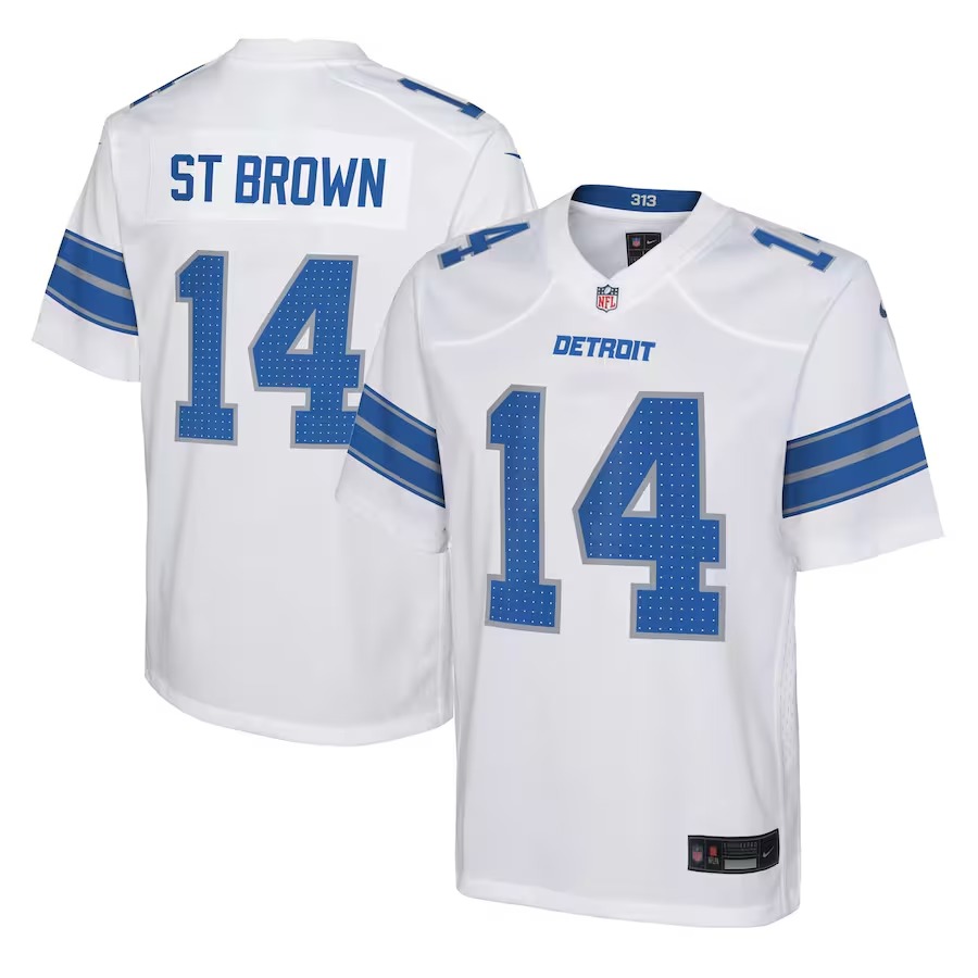 Youth Detroit Lions Amon-Ra St. Brown Nike White Player Game Jersey