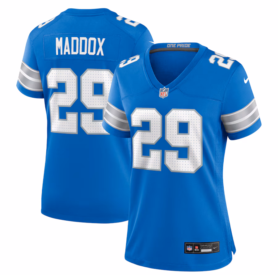 Women's Detroit Lions Avonte Maddox Nike Blue Team Game Jersey