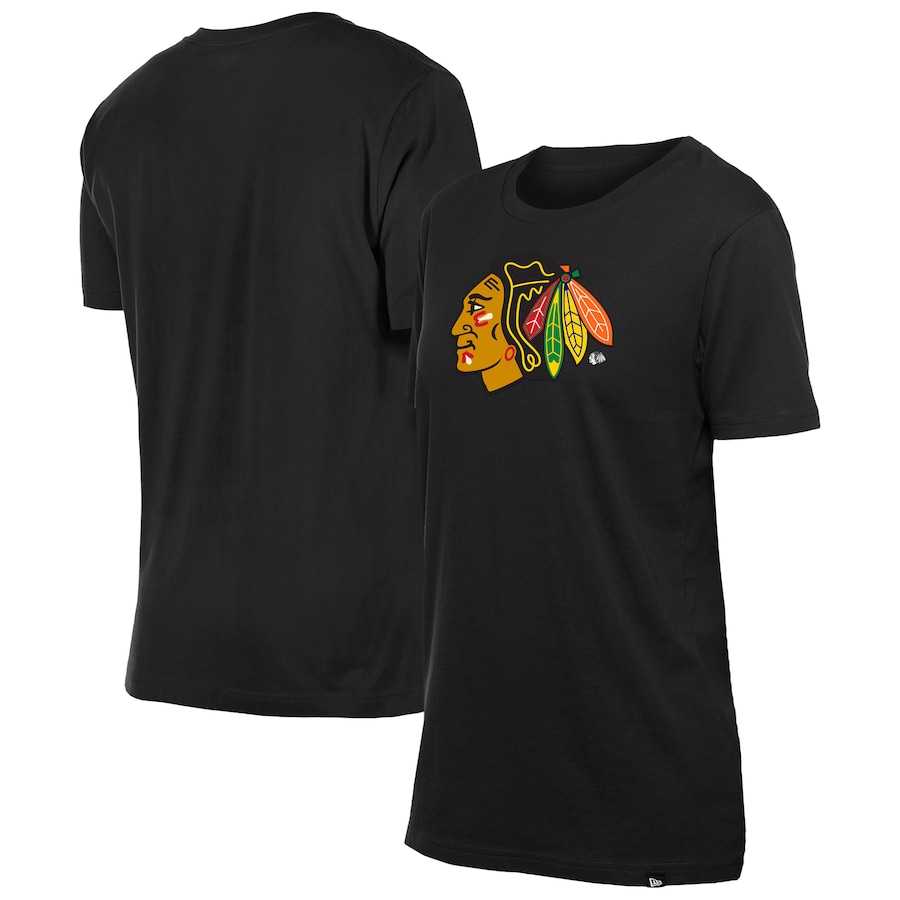 Women's Chicago Blackhawks New Era Black Glam Game Floral T-Shirt