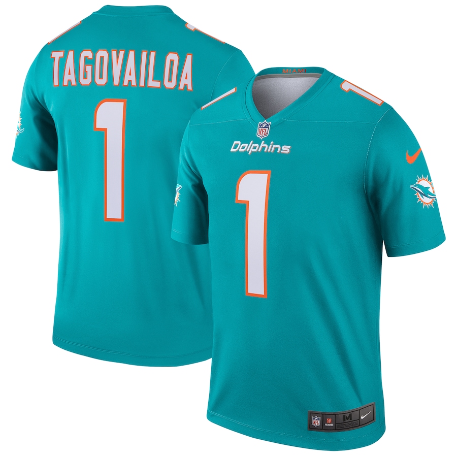 Men's Miami Dolphins Tua Tagovailoa Nike Aqua Team Legend Player Performance Top