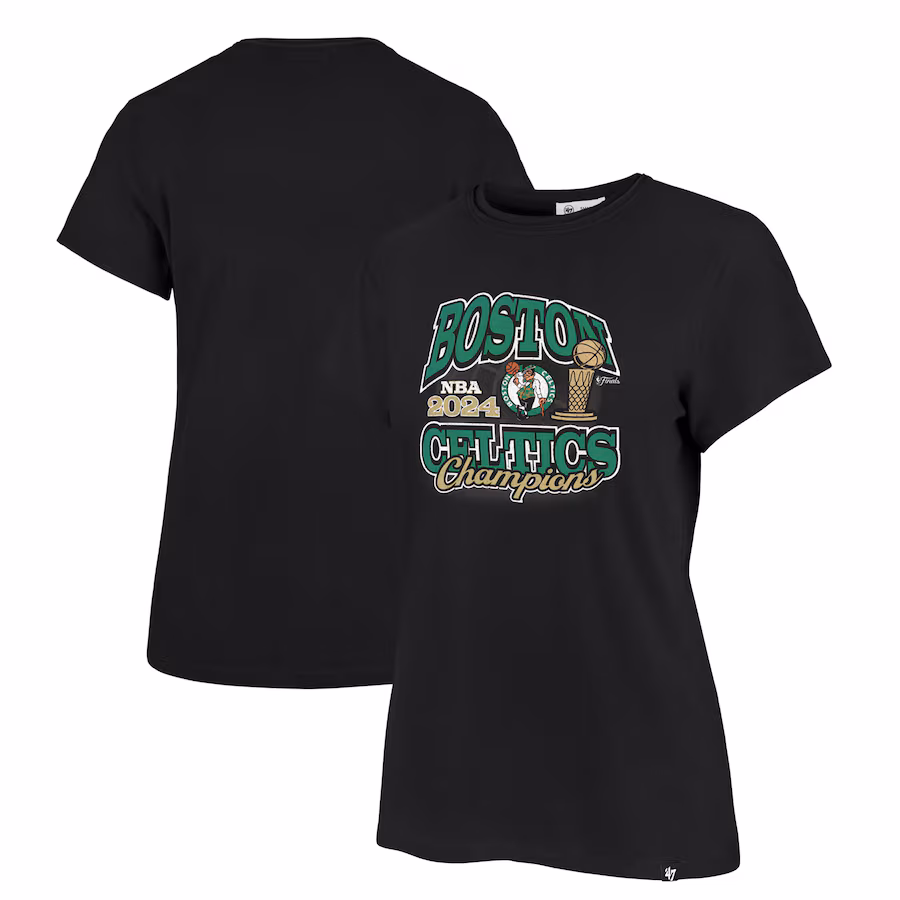 Women's Boston Celtics '47 Black 2024 NBA Finals Champions Trophy Franklin T-Shirt