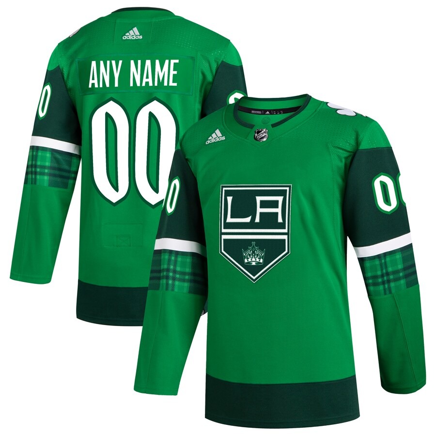 Men's Los Angeles Kings  adidas Kelly Green St. Patrick's Day Authentic Custom Jersey