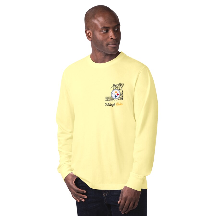 Men's Pittsburgh Steelers Margaritaville Yellow It's Five O'Clock Somewhere Long Sleeve T-Shirt