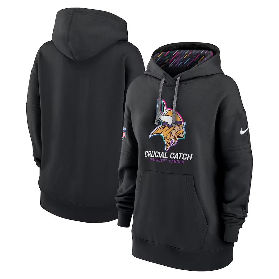 Women's Minnesota Vikings  Nike Black 2024 NFL Crucial Catch Club Pullover Hoodie
