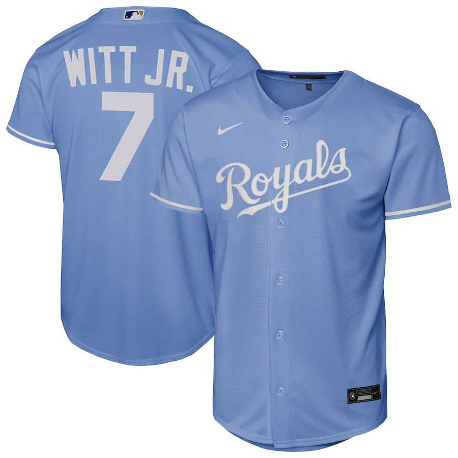 Youth Kansas City Royals Bobby Witt Jr. Nike Light Blue Alternate Replica Jersey