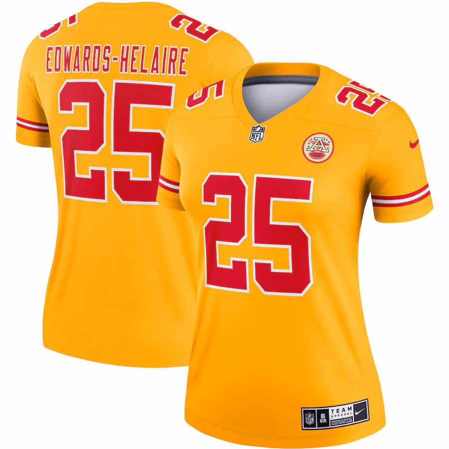 Women's Kansas City Chiefs Clyde Edwards-Helaire Nike Gold Inverted Legend Jersey