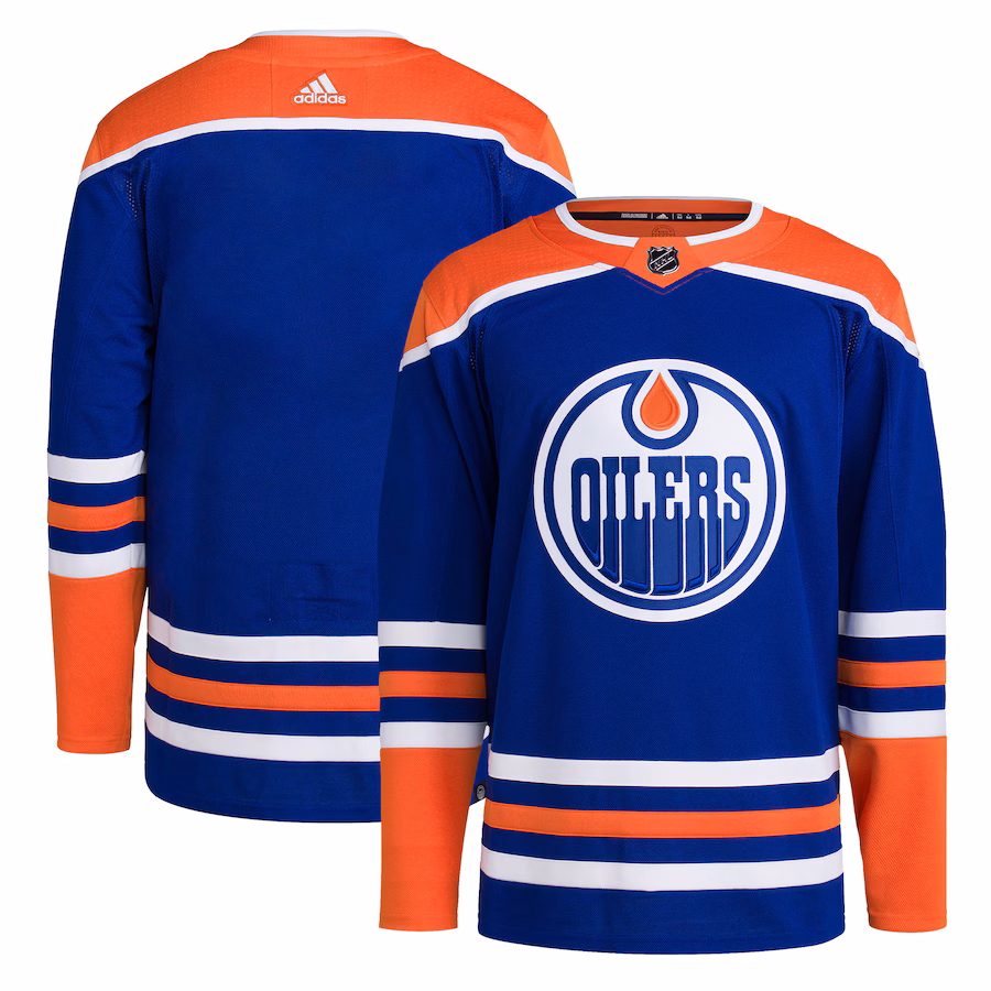 Men's Edmonton Oilers adidas Royal Home Primegreen Authentic Blank Jersey