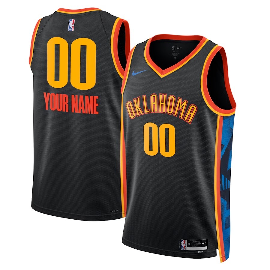Unisex Oklahoma City Thunder Nike Black 2024/25 Custom Swingman Jersey - City Edition
