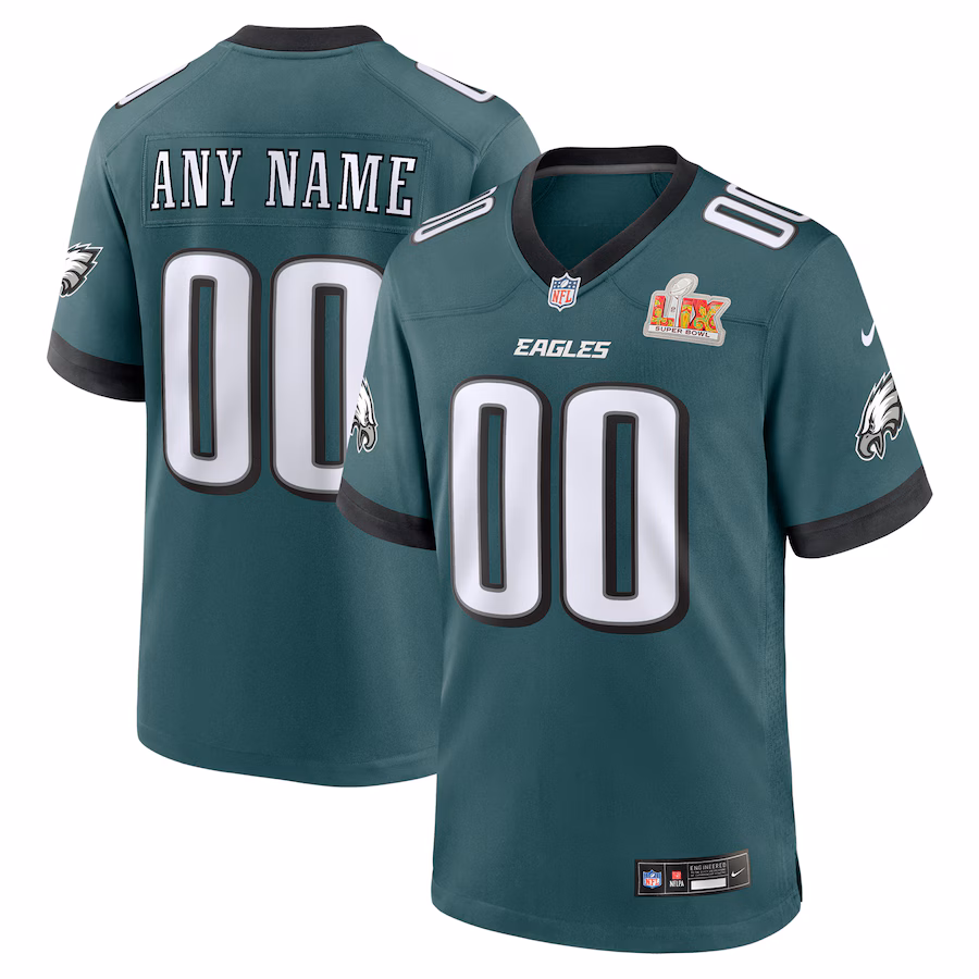 Men's Philadelphia Eagles  Nike Midnight Green Super Bowl LIX Custom Game Jersey
