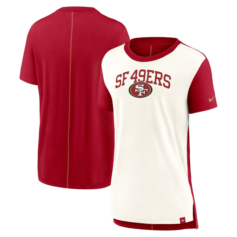Women's San Francisco 49ers Nike Cream/Scarlet Wordmark Tri-Blend T-Shirt