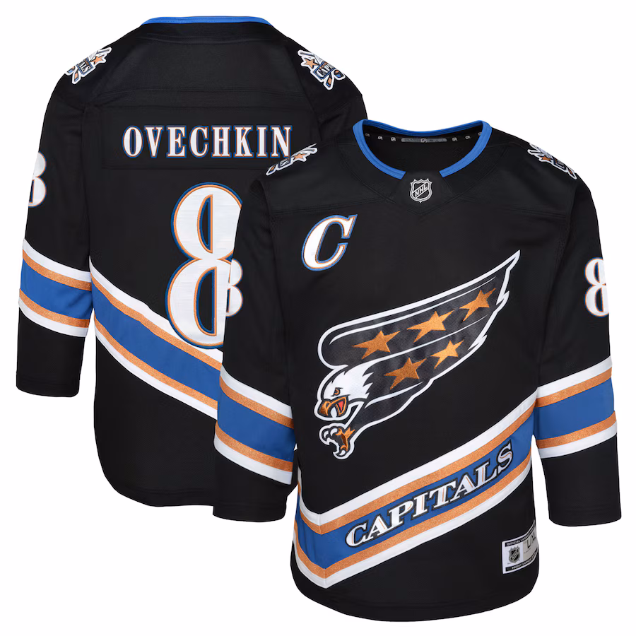Youth Washington Capitals Alexander Ovechkin Black Alternate 50th Anniversary Premier Player Jersey