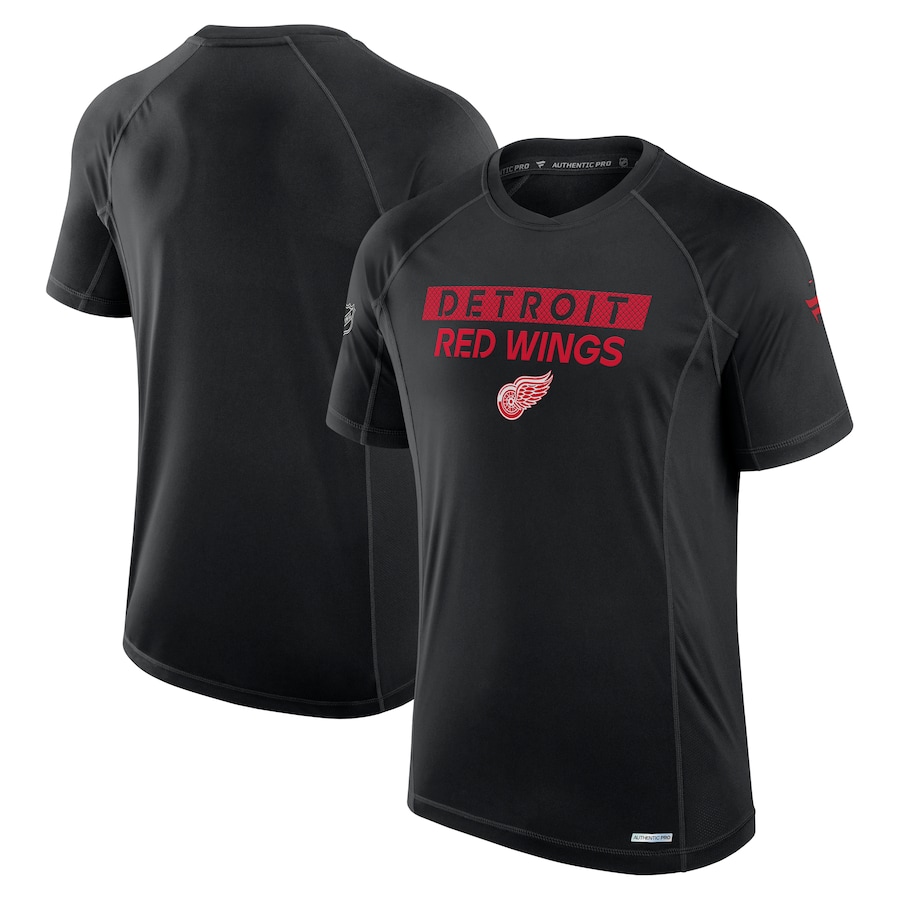 Men's Detroit Red Wings Fanatics Black Authentic Pro Rink Tech T-Shirt