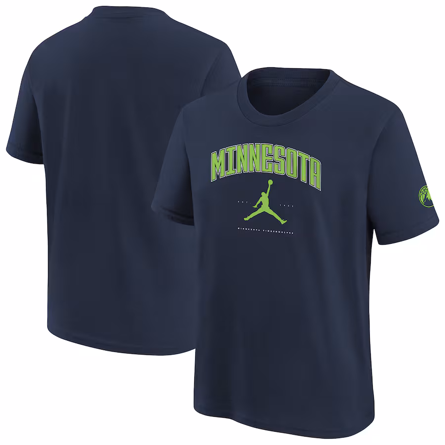 Youth Minnesota Timberwolves Jordan Brand Navy Essential Cities T-Shirt