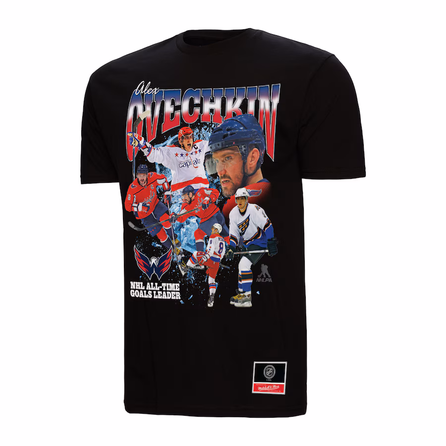 Men's Washington Capitals Alexander Ovechkin Mitchell & Ness Black NHL All-Time Leading Goal Scorer Graphic T-Shirt