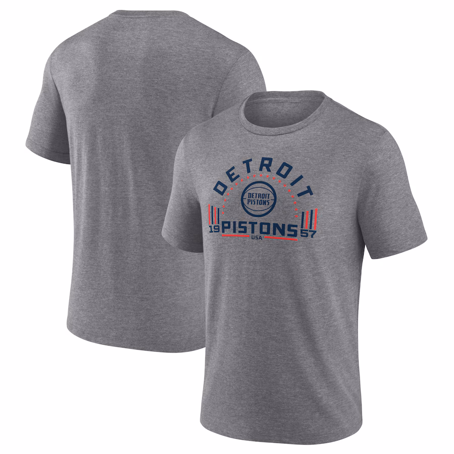 Men's Detroit Pistons Gray Team Freedom Tri-Blend T-Shirt
