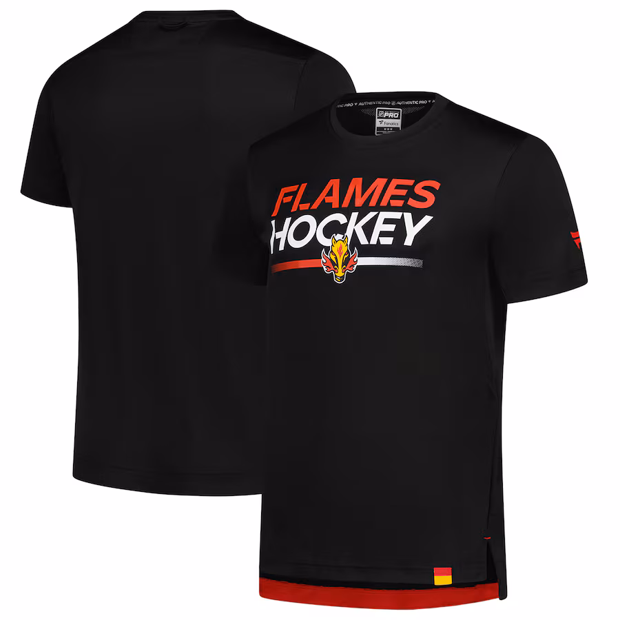 Men's Calgary Flames Fanatics Black Authentic Pro Tech T-Shirt
