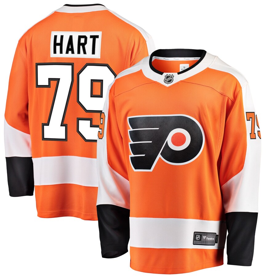 Men's Philadelphia Flyers Carter Hart Fanatics Branded Orange Home Premier Breakaway Player Jersey