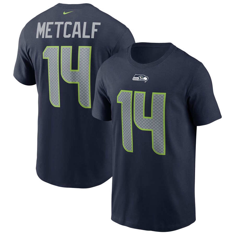Men's Seattle Seahawks DK Metcalf Nike College Navy Name & Number T-Shirt